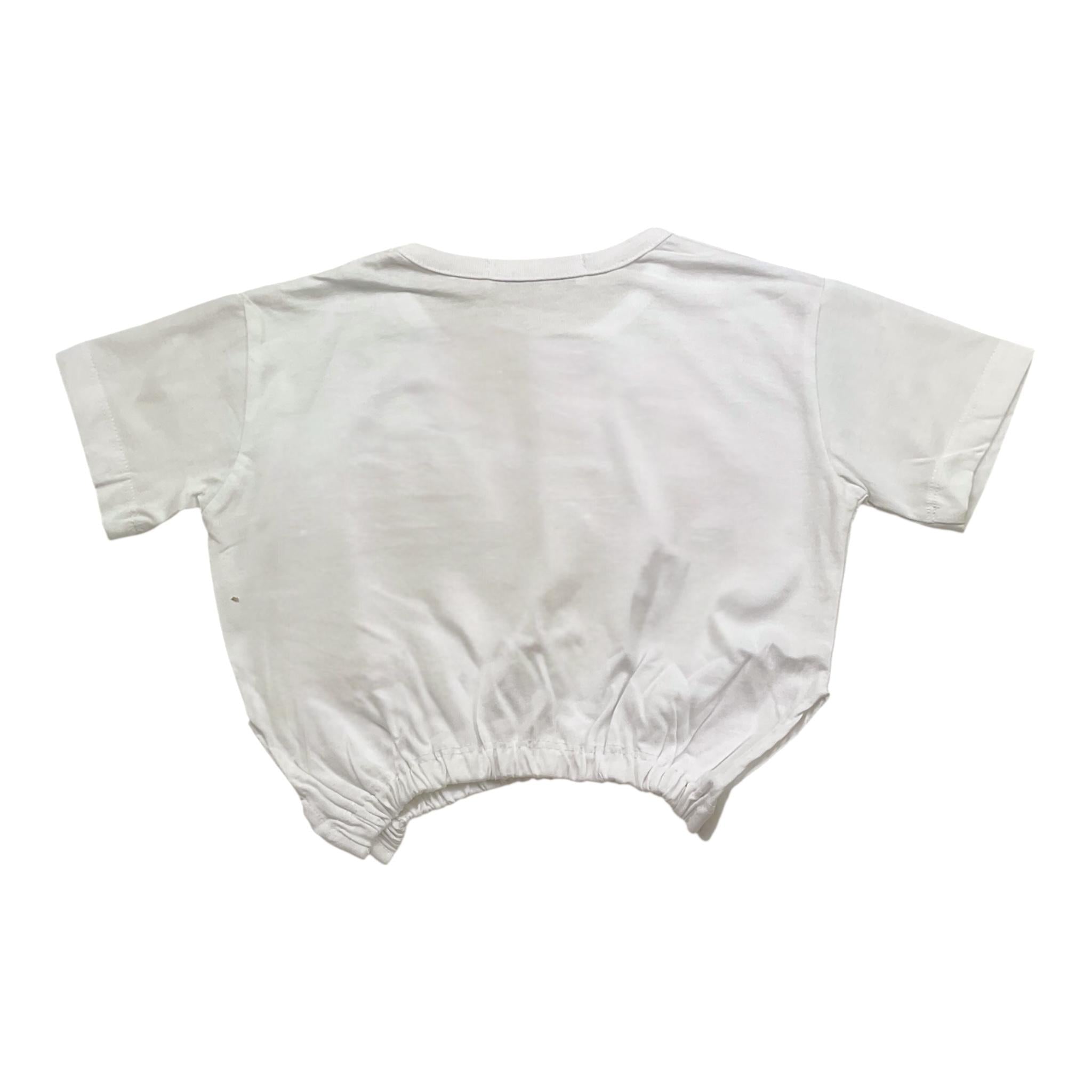 Replay T-Shirt Girocollo Modello Crop con Elastico per Bambina SG7301 BIANCO REPLAY 