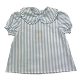 Little Bear Camicia Mezza Manica Fantasia A Righe Bianco/Azzurro Per Neonata