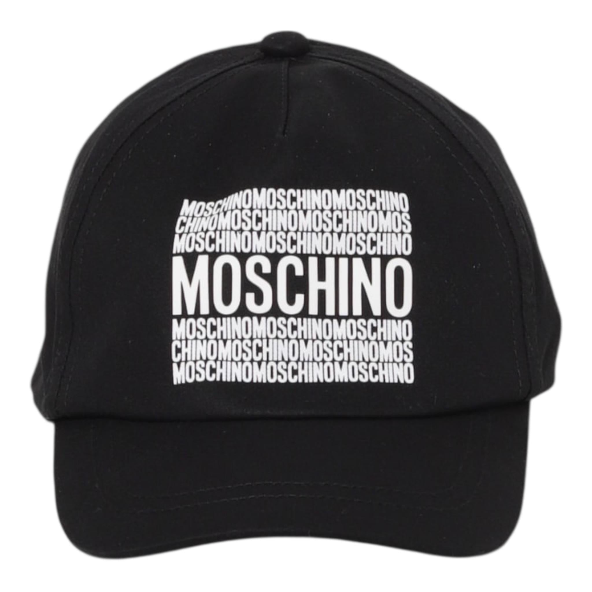 Moschino Berretto Tinta Unita con Stampe Logo per Neonato HOX00W NERO MOSCHINO 