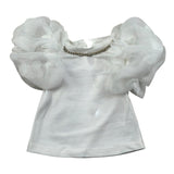 Miss Grant T-Shrit Girocollo Tinta Unita con Applicazioni per Bambina MG1244J BIANCO MISS GRANT 