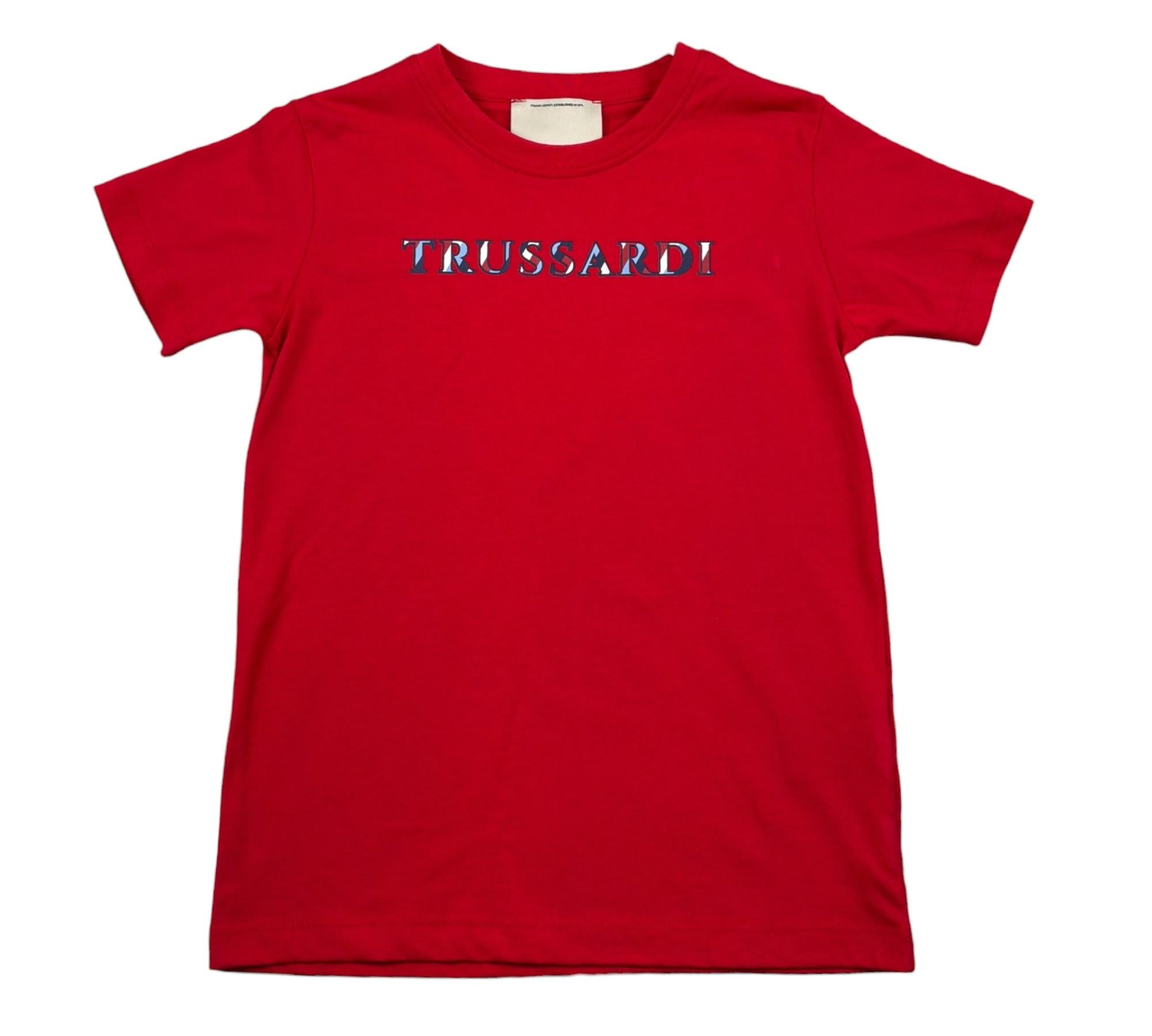 Trussardi T-Shirt Girocollo Tinta Unita con Logo per Bambino TBP26051TS ROSSO TRUSSARDI 