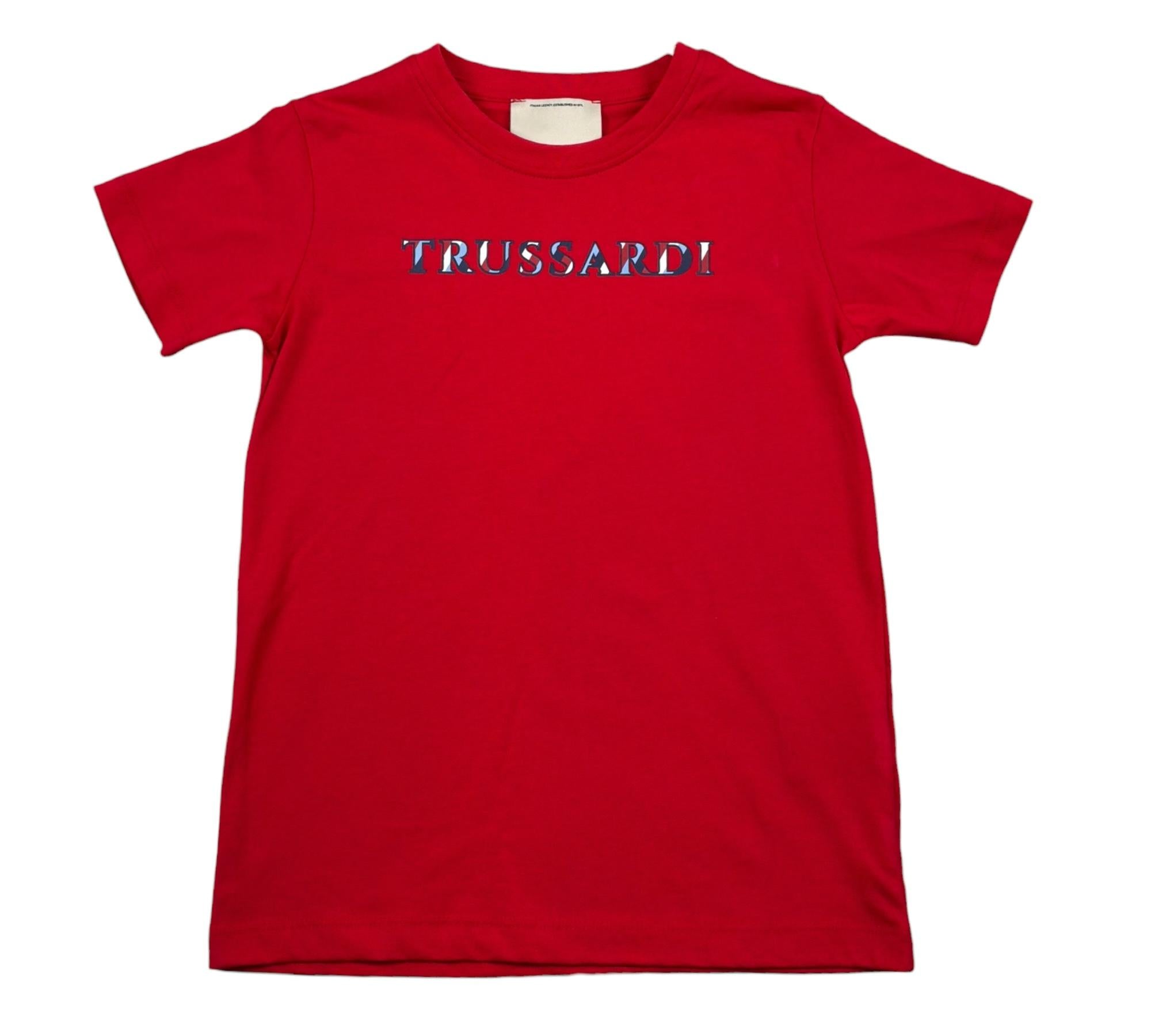 Trussardi T-Shirt Girocollo Tinta Unita con Logo per Bambino TBP26051TS ROSSO TRUSSARDI 