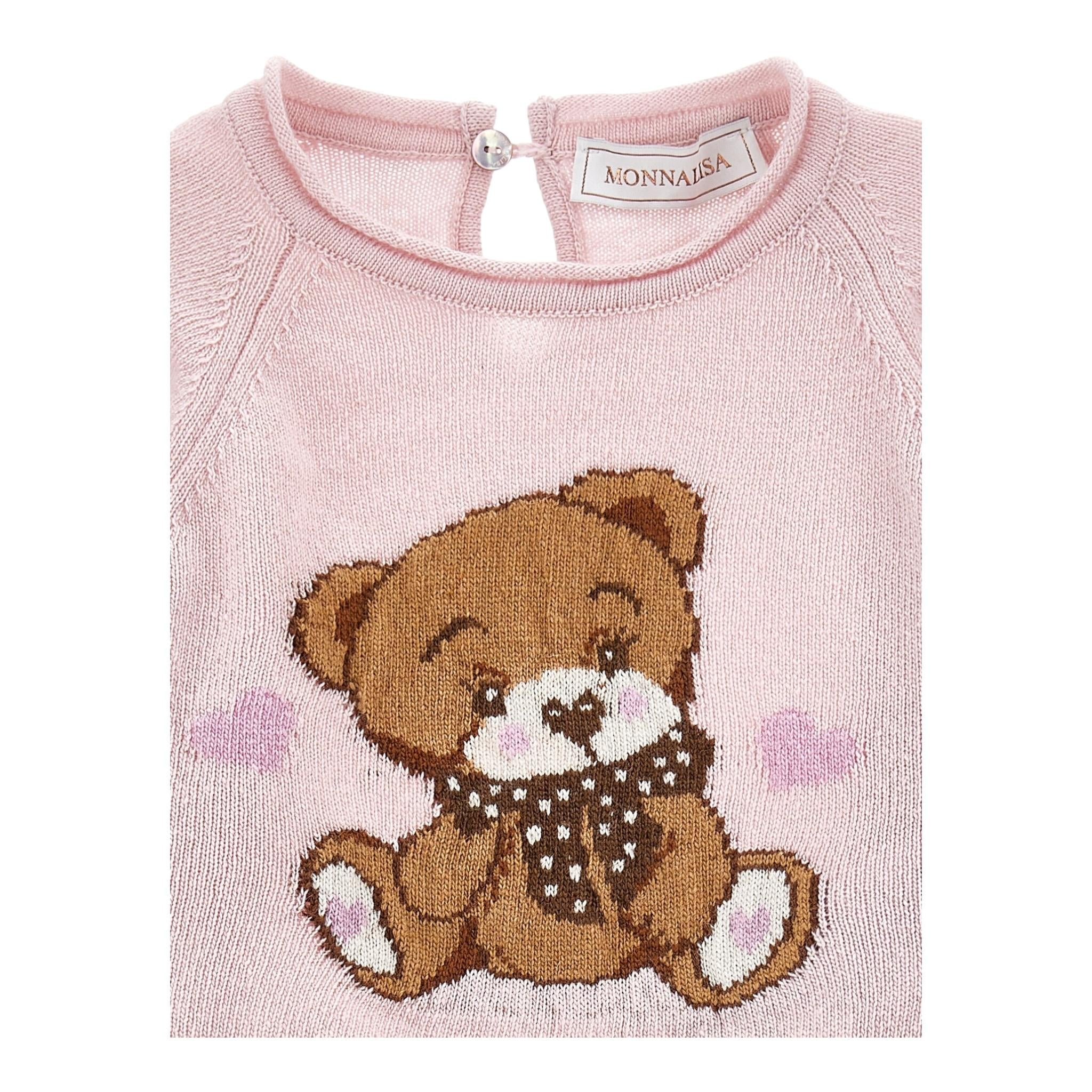 MONNALISA maglia girocollo tinta unita con ricamo orso Rosa per Neonata 39B614 ROSA MONNALISA 