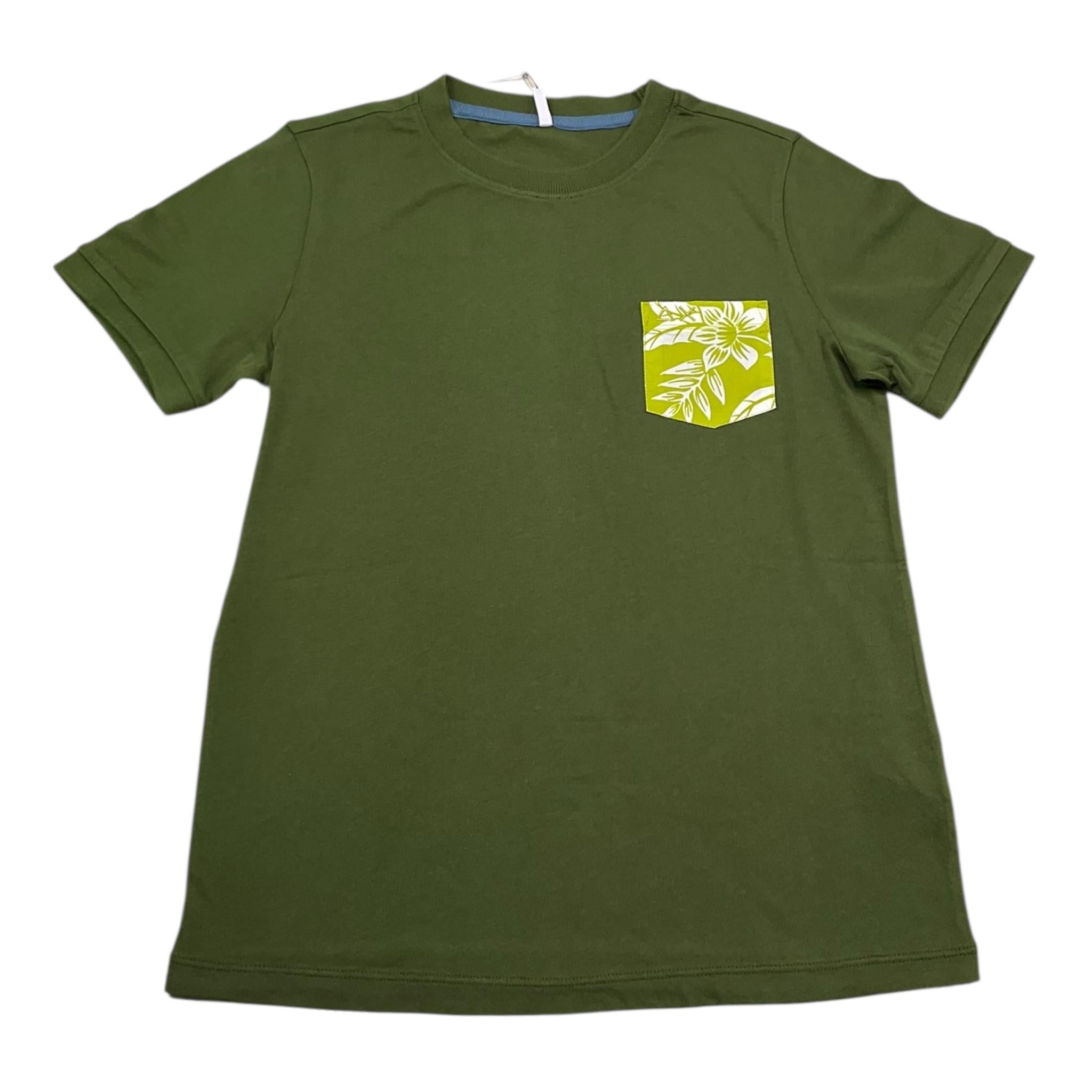 Sun68 T-Shirt Girocollo Tinta Unita con Taschino per Bambino T35303S VERDE SUN68 