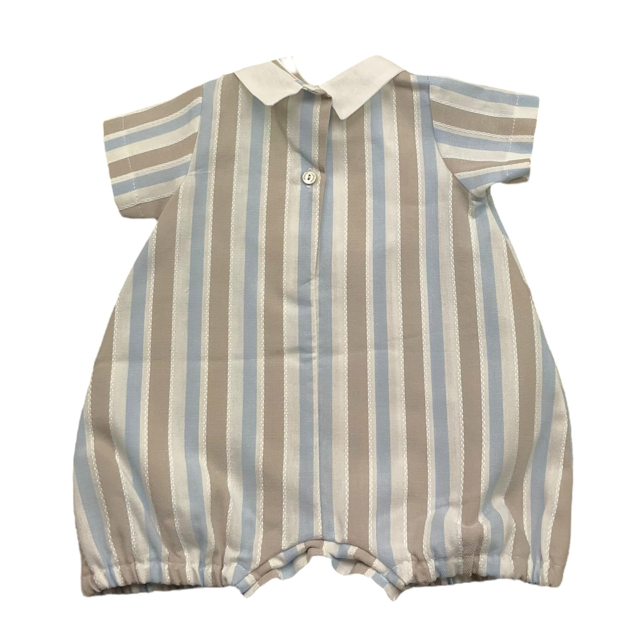 Ninnaoh Pagliaccetto Tinta Unita con Fantasia A Righe per Neonato E25P204 BIANCO NINNAOH 