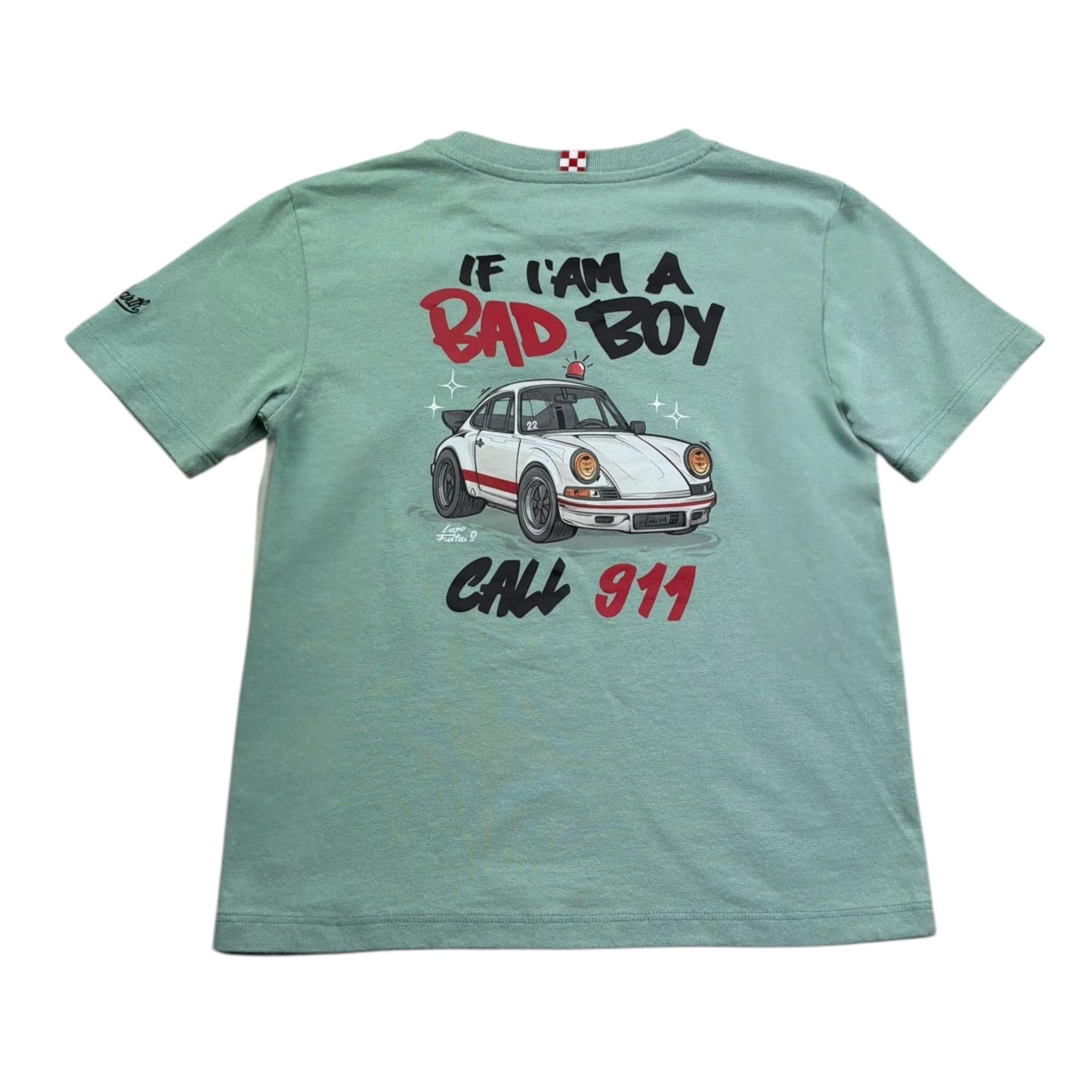 Saint Barth T-Shirt Girocollo Tinta Unita con Stampa per Bambino 00747L VERDE SAINT BARTH 