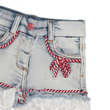 Monnalisa Short In Denim Tinta Unita con Girovita Regolabile per Bambina 39E403 AZZURRO MONNALISA 