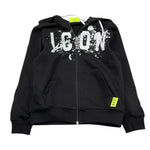 Icon Felpa Tinta Unita con Zip Cappuccio E Stampa per Bambino IBSW00593 NERO ICON 