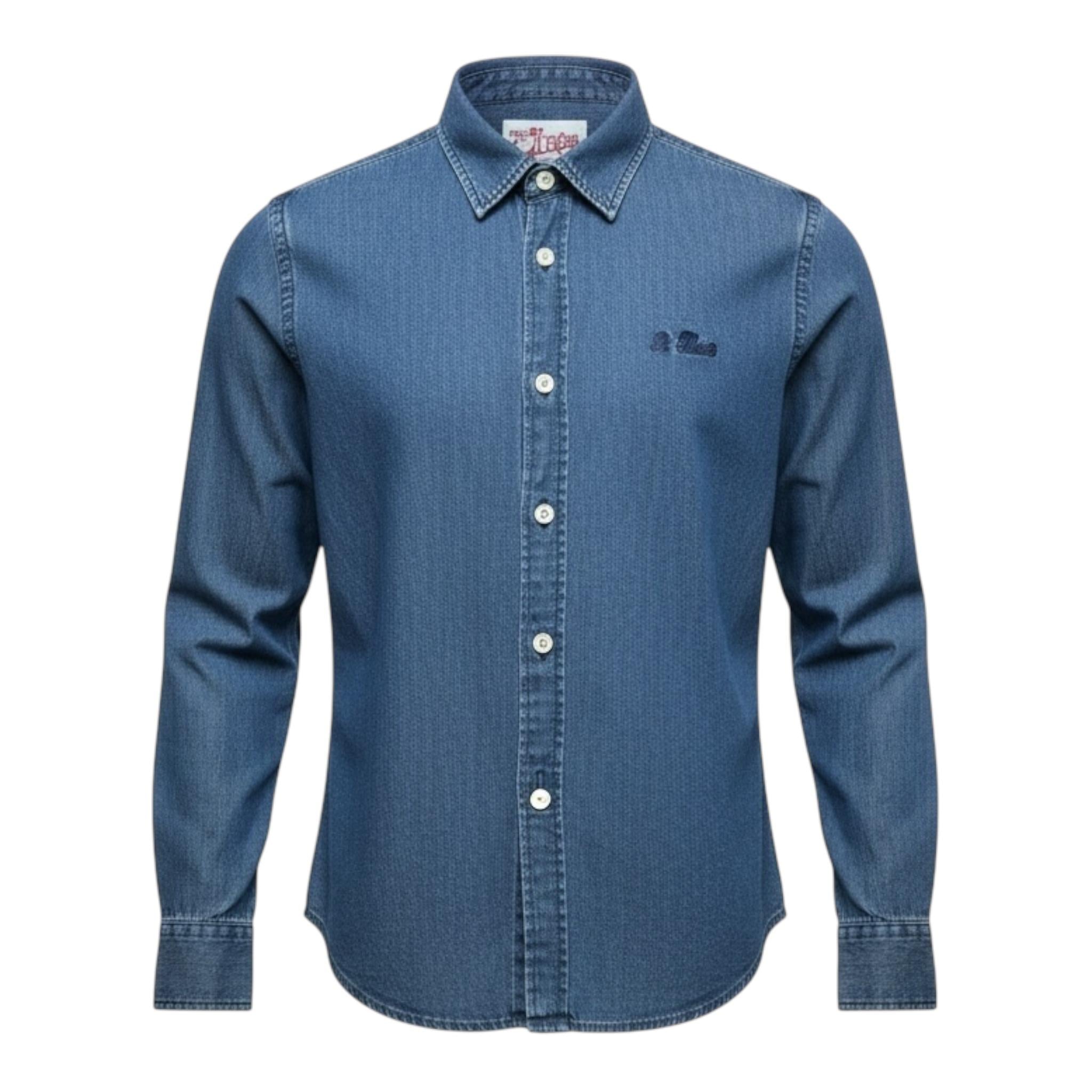 Saint Barth Camicia Tinta Unita In Denim per Bambino 00614L BLU SAINT BARTH 