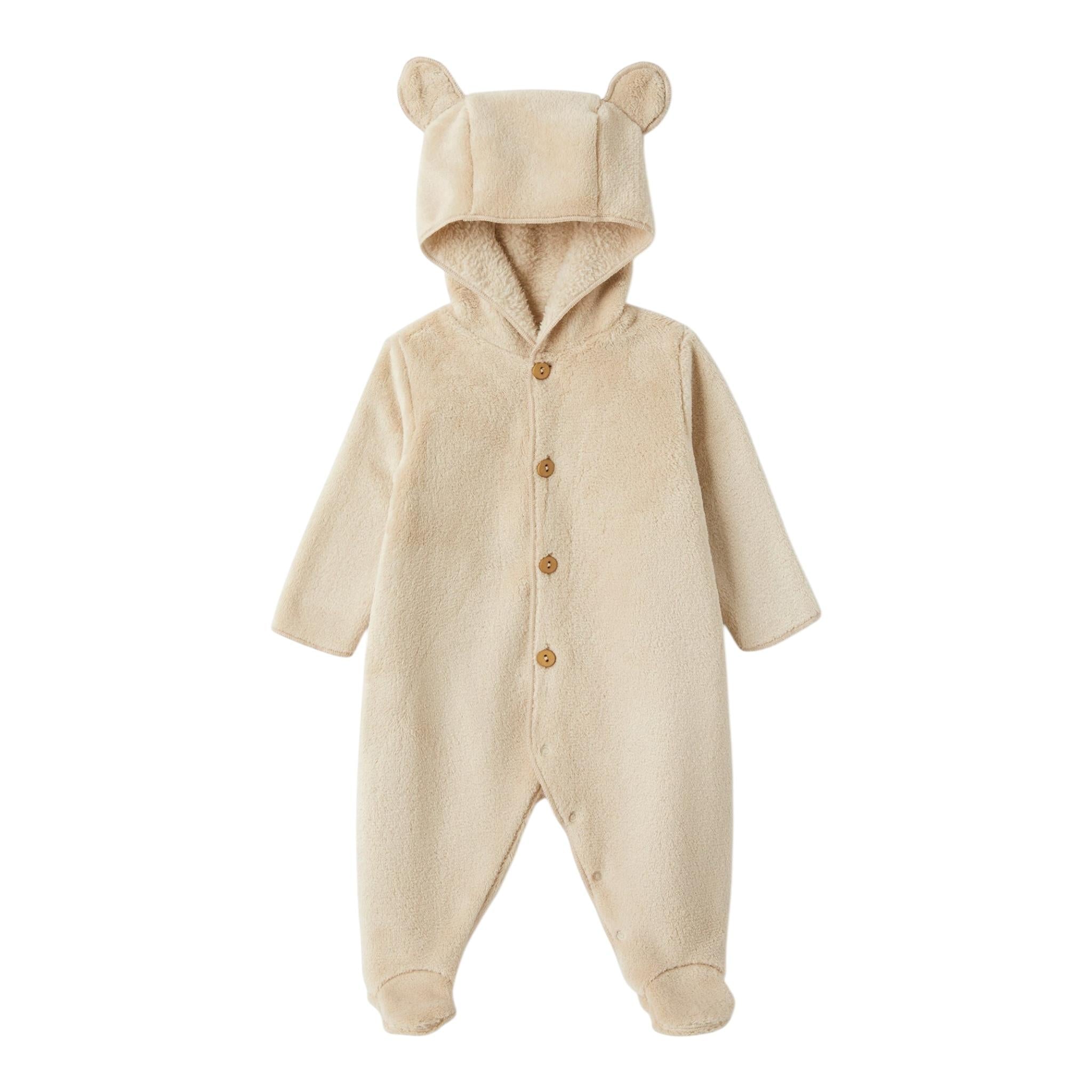 TEDDY E MINOU tutina manica lunga con cappuccio  Beige per Neonato I24TU029PE022 BEIGE TEDDY E MINOU 