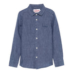 Saint Barth Camicia Tinta Unita con Logo per Bambino LINENDENIM BLU SAINT BARTH 