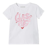 Guess T-Shirt Tinta Unita con Stampa per Bambina A5RI00K6YW4J BIANCO GUESS 