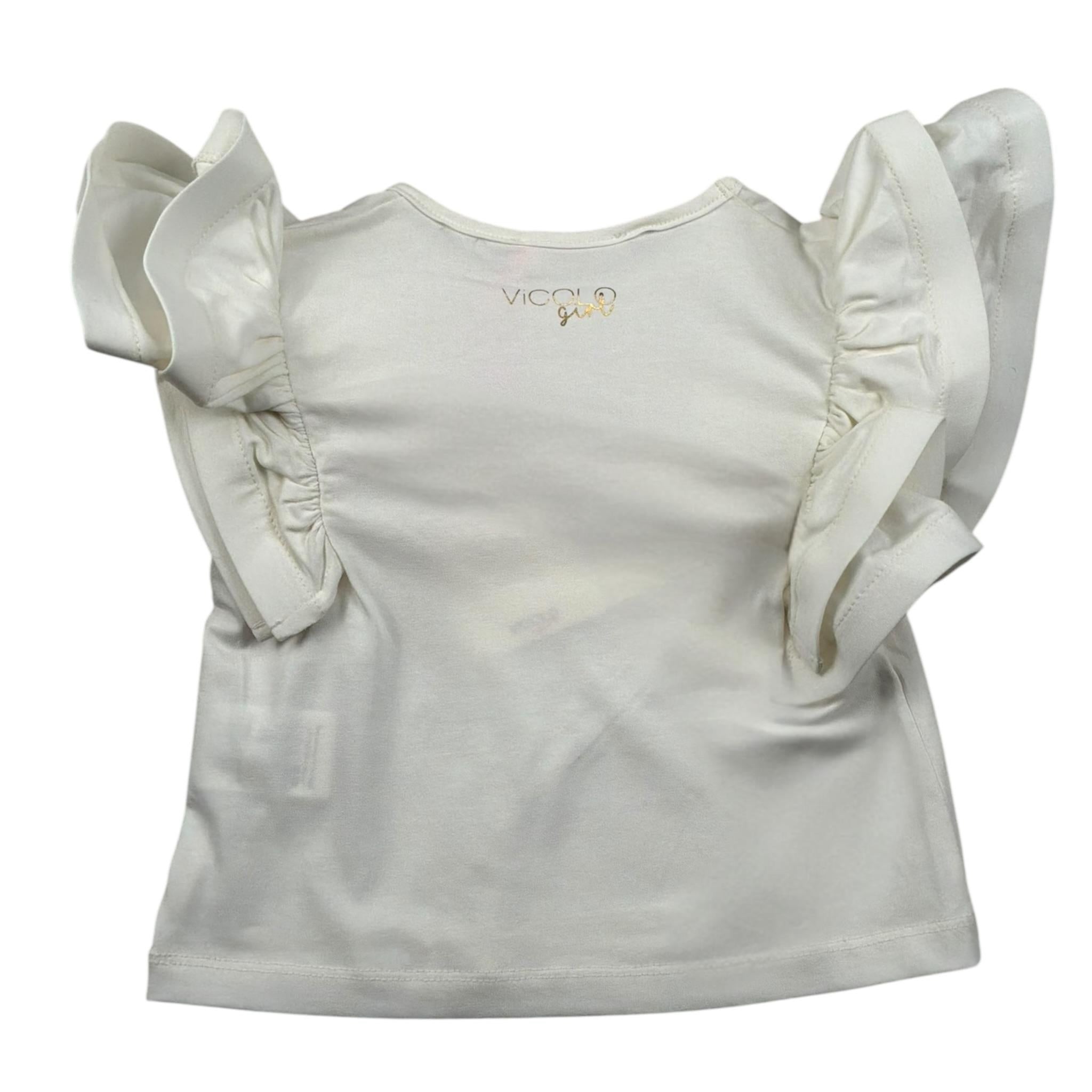 Vicolo T-Shirt Girocollo Tinta Unita con Logo per Neonata 3146M00370X PANNA VICOLO 