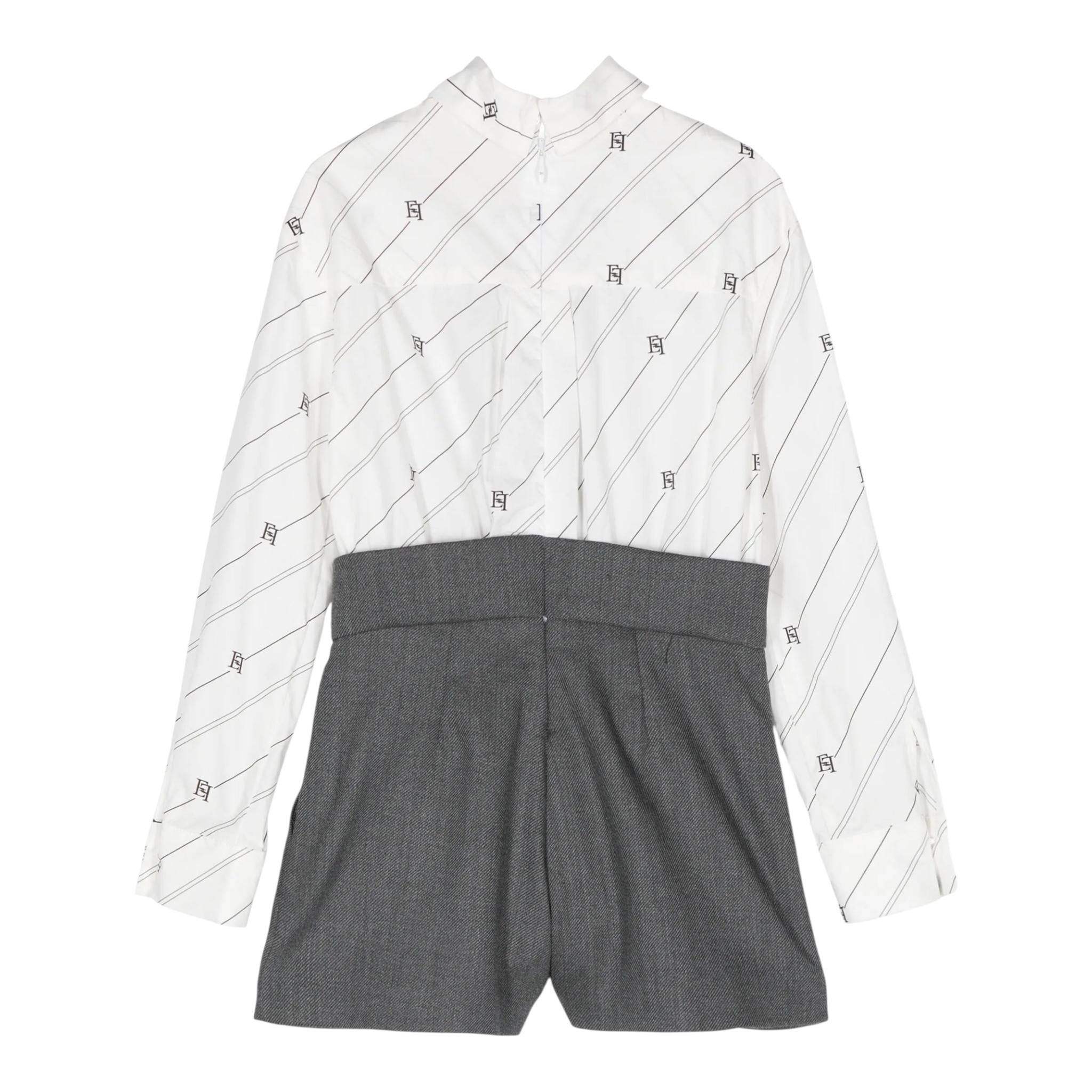 ELISABETTA FRANCHI tuta intera bicolore manica lunga con cravatta Bianco/grigio per Bambina EFTA092X BIANCO/GRIGIO ELISABETTA FRANCHI 