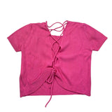 Please T-Shirt In Maglia Tinta Unita con Scollo Retro per Bambina NB16230G72X FUXIA PLEASE 