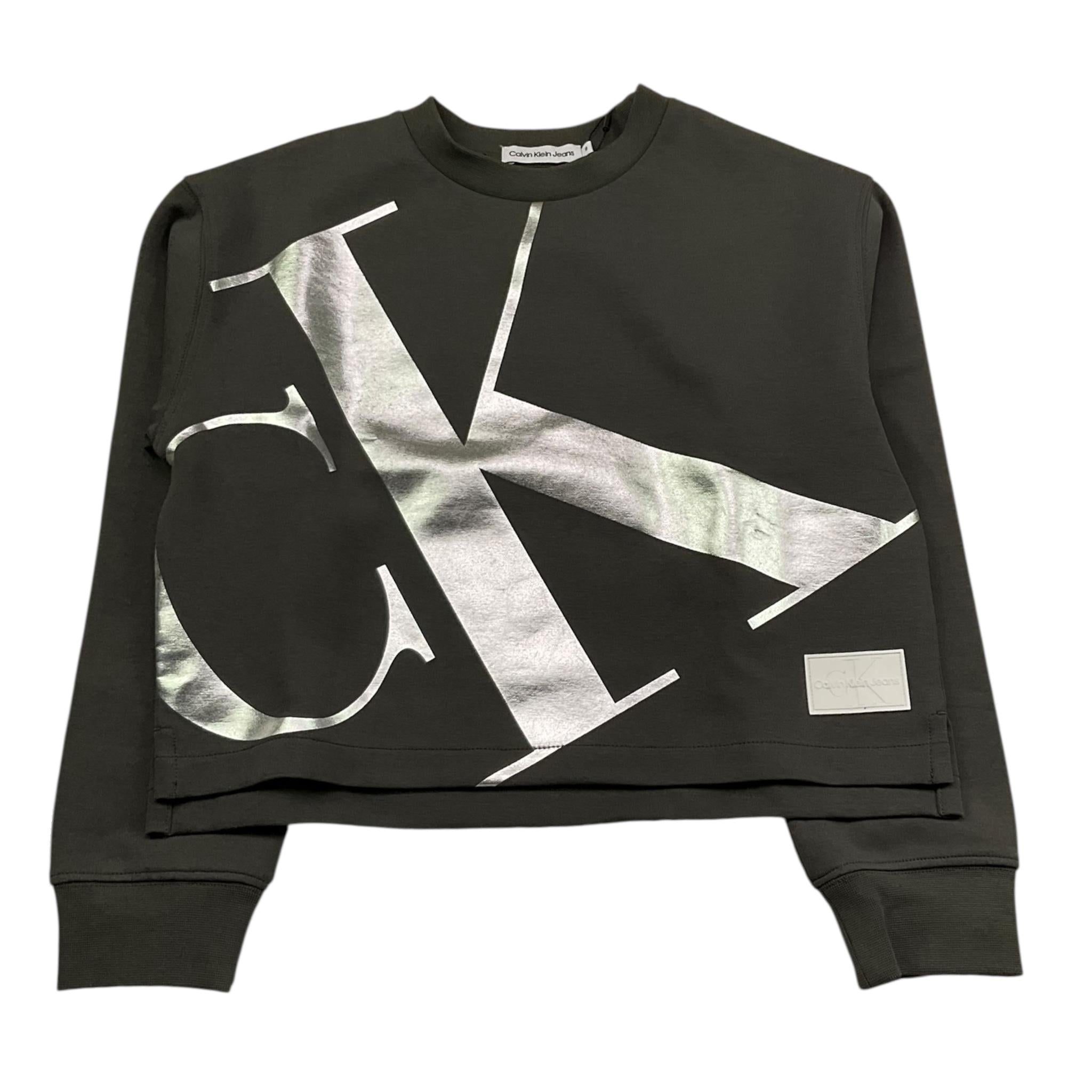 Calvin Klein Felpa Chiusa Girocollo Tinta Unita con Logo per Bambina IG0IG02482 GRIGIO CALVIN KLEIN 