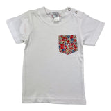 Pesciolino Rosso T-Shirt Tinta Unita Con Taschino In Contrasto Bianco Per Neonata
