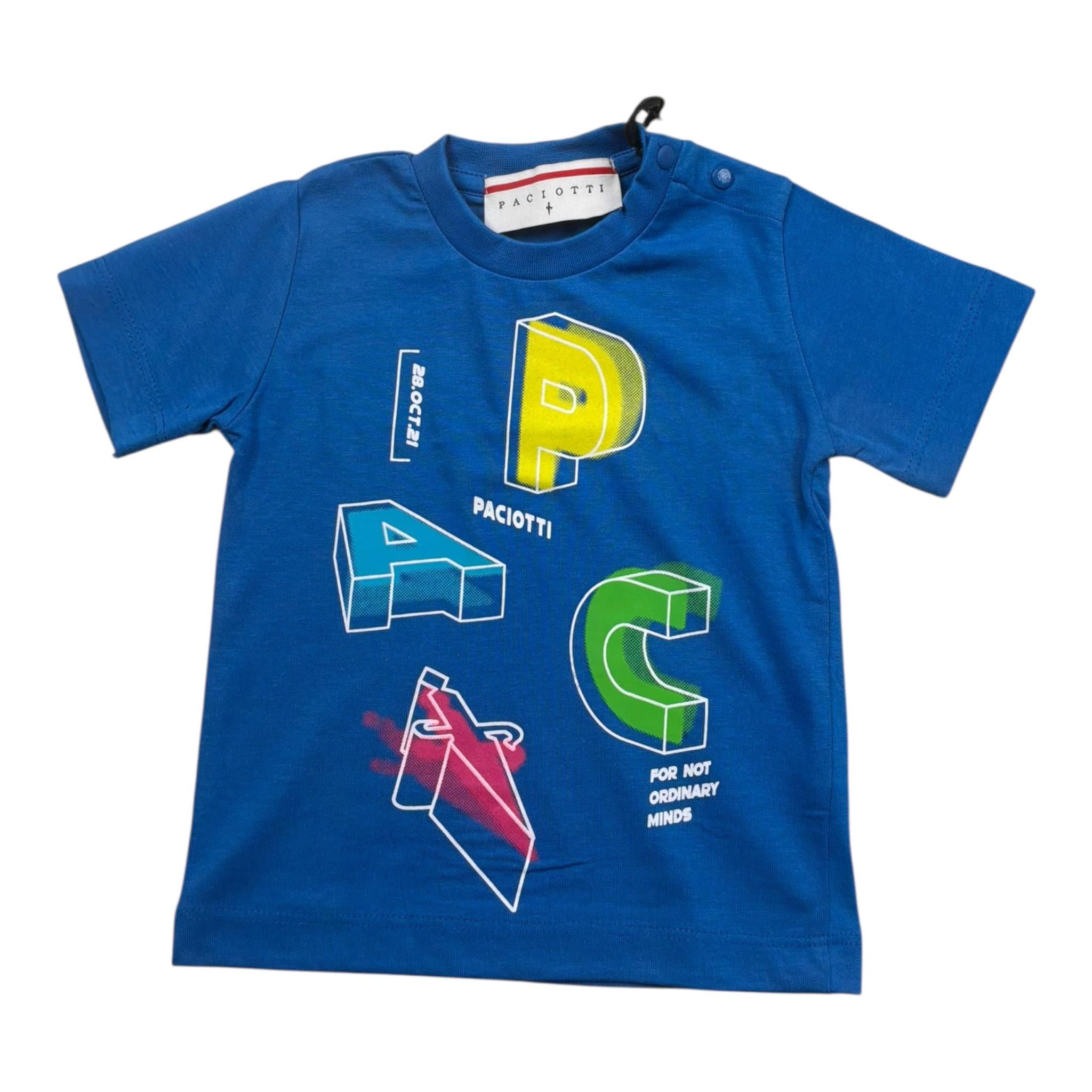 Cesare Paciotti T-Shirt Girocollo Tinta Unita con Stampa per Neonato TSP3116B COBALTO CESARE PACIOTTI 