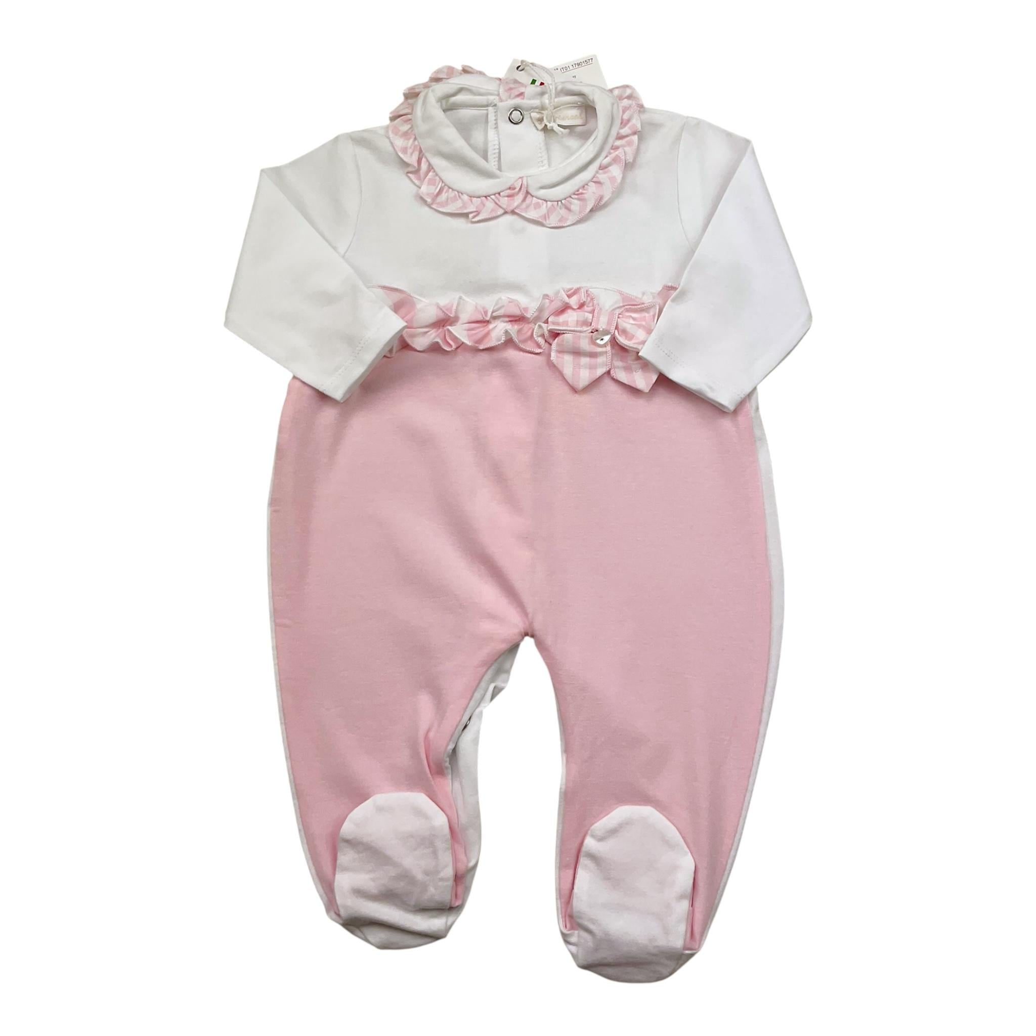 Ninnaoh Tutina Bicolore Manica Lunga per Neonata E2217T BIANCO/ROSA NINNAOH 