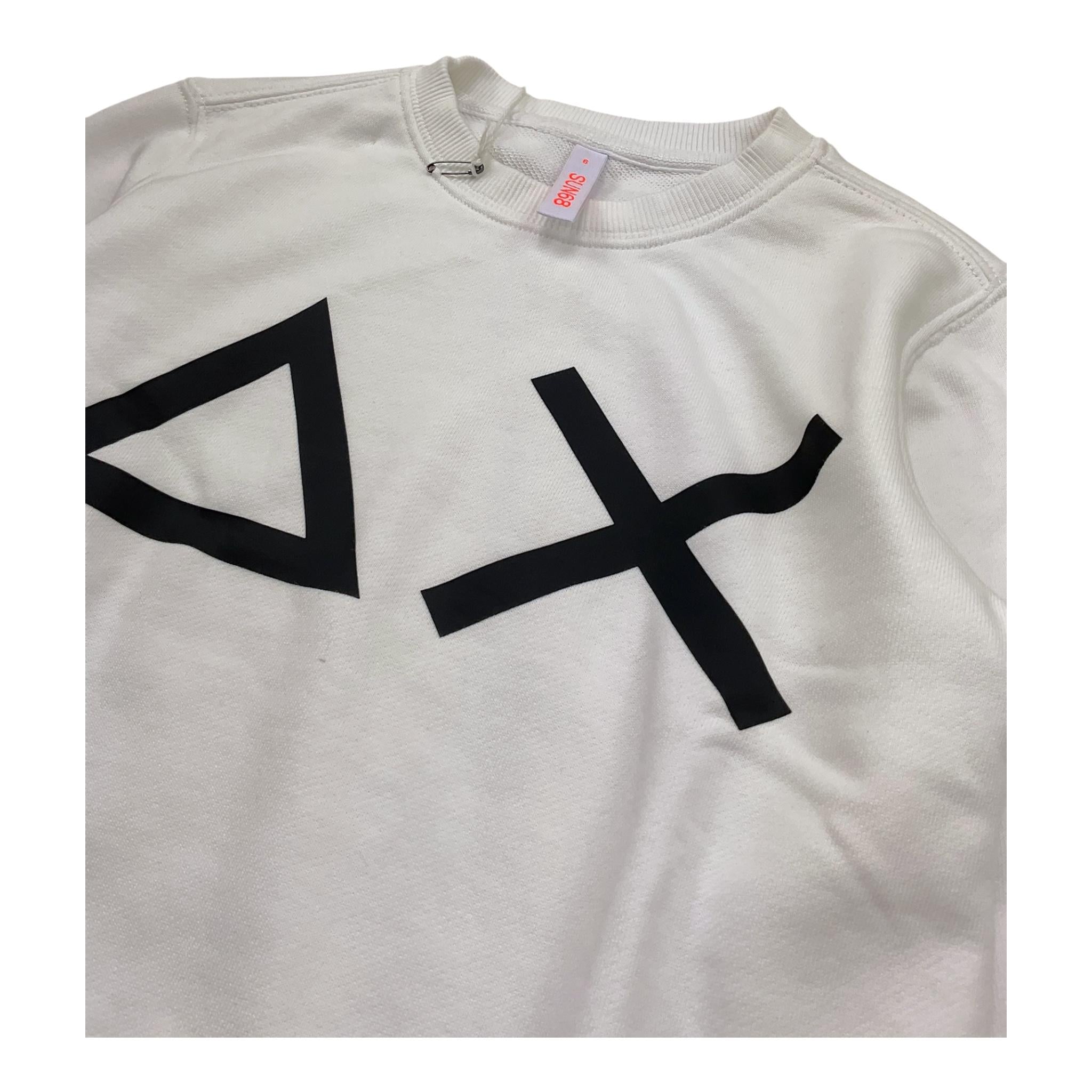 Sun68 Felpa Girocollo Tinta Unita con Logo per Bambino CPF35327 BIANCO SUN68 