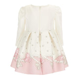 MONNALISA abito manica lunga tinta unita con fiocco Panna per Neonata 31B903 PANNA MONNALISA 