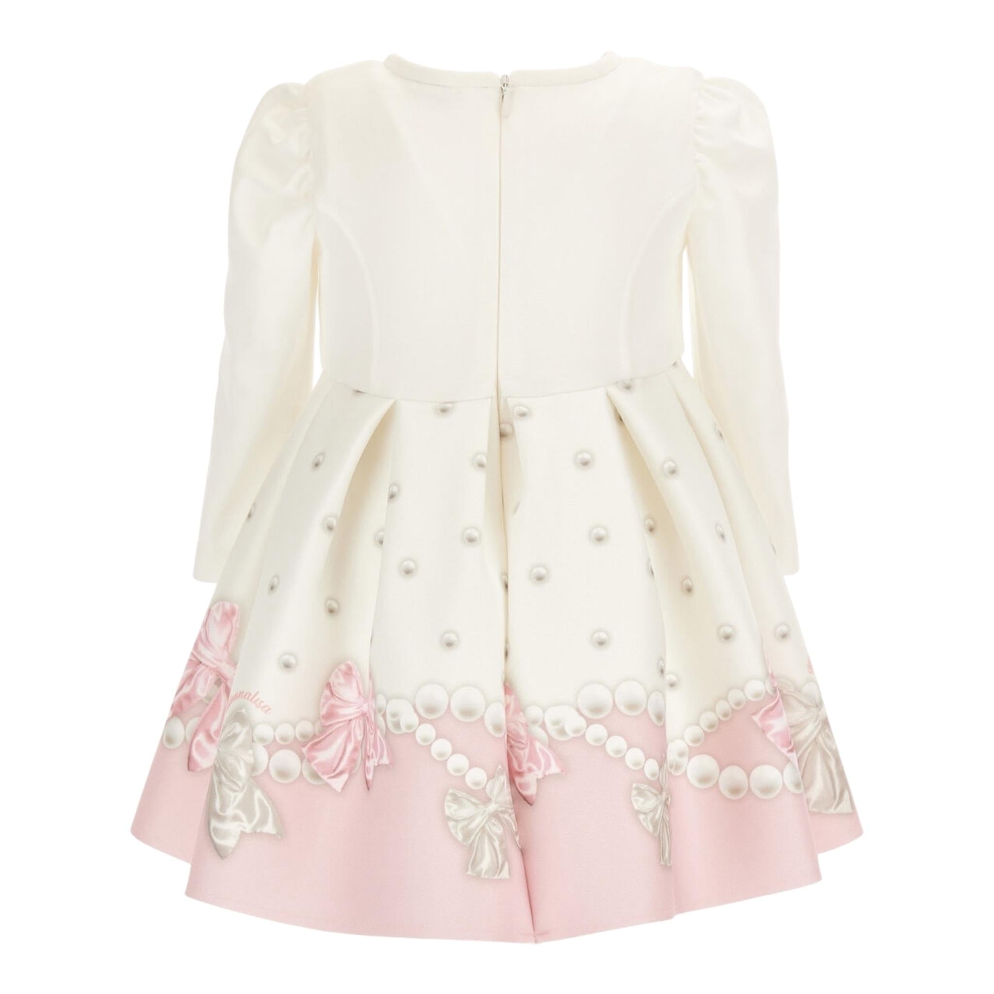 MONNALISA abito manica lunga tinta unita con fiocco Panna per Neonata 31B903 PANNA MONNALISA 