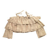 Alice Pi Top Tinta Unita Con Plisset Beige Per Bambina