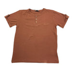 Never Too T-Shirt Girocollo Tinta Unita con Bottoni per Bambino NT1573R MARRONE NEVER TOO 