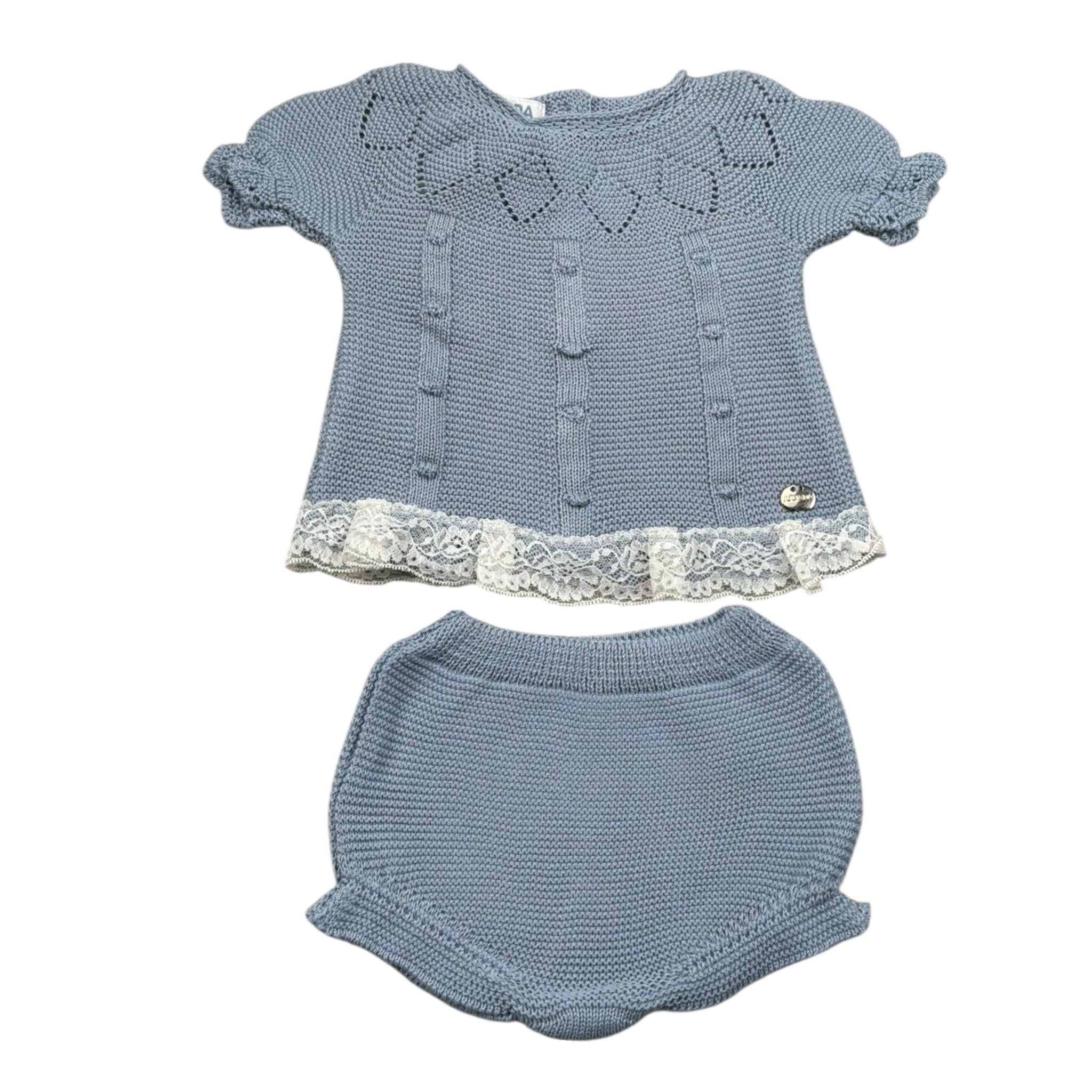 Juliana Completo 2 Pezzi T-Shirt In Maglia-Coulotte Azzurro per Neonata J7069 AZZURRO JULIANA 