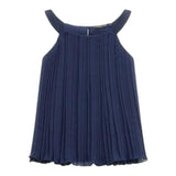 Guess Camicia A Bretelline Tinta Unita Con Plisset Blu Per Bambina