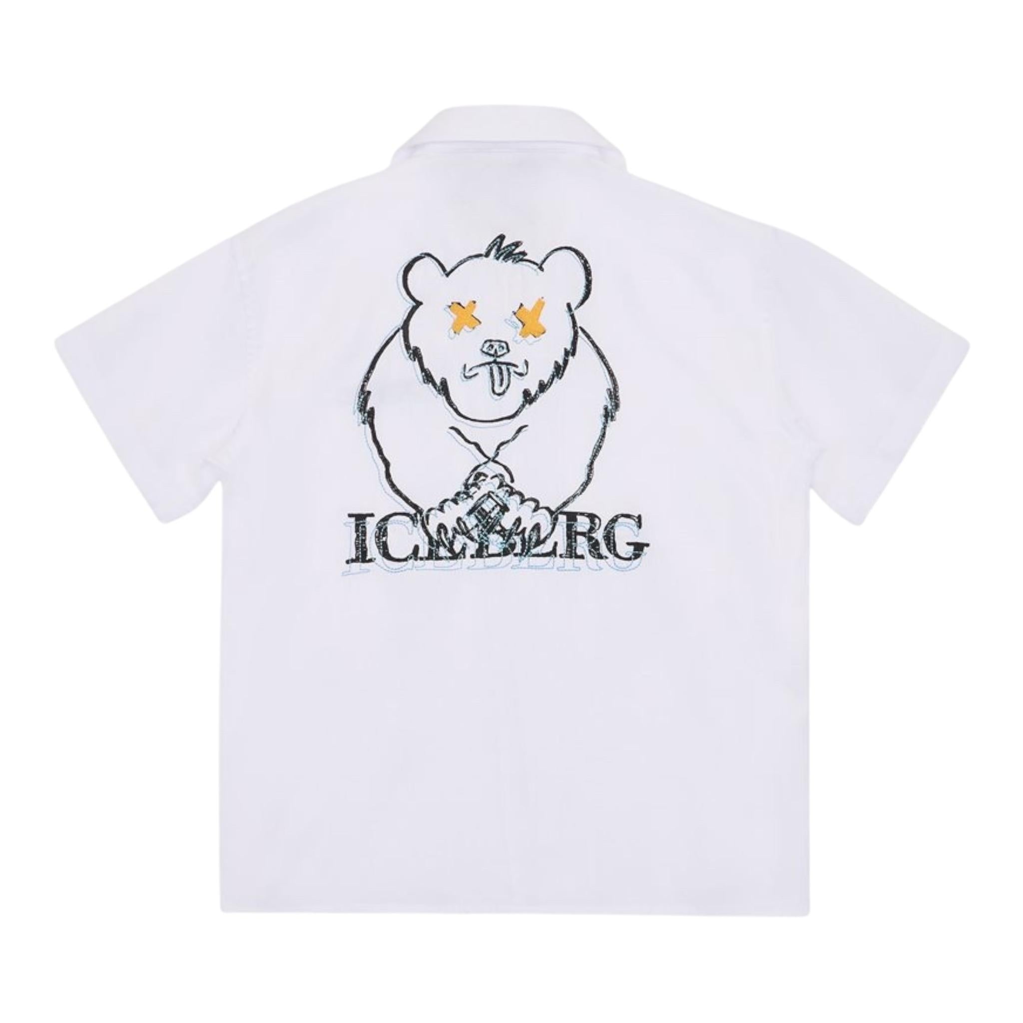Iceberg Camicia Mezza Manica Tinta Unita con Stampa per Bambino CMICE5104J BIANCO ICEBERG 