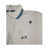 Sun68 Polo Mezza Manica Tinta Unita con Ricami Palme per Bambino A35328 BIANCO SUN68 