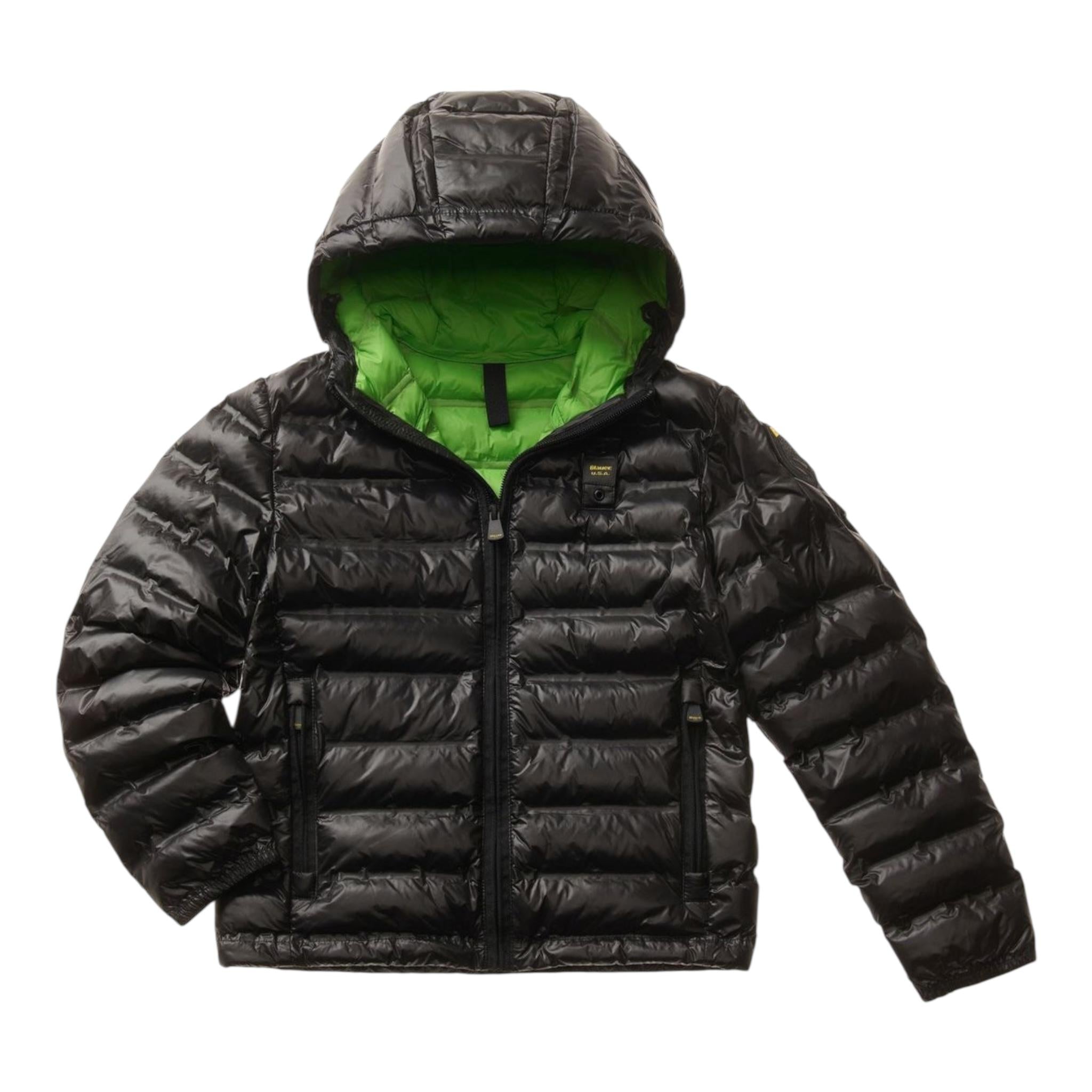 Blauer Giubbino Tinta Unita con Zip E Cappuccio per Bambino 24BLKC02365 NERO BLAUER 