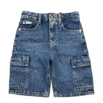 Calvin Klein Bermuda In Denim Tinta Uinita con Tasconi per Bambino IB0IB02430 BLU CALVIN KLEIN 