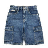 Calvin Klein Bermuda In Denim Tinta Uinita con Tasconi per Bambino IB0IB02430 BLU CALVIN KLEIN 