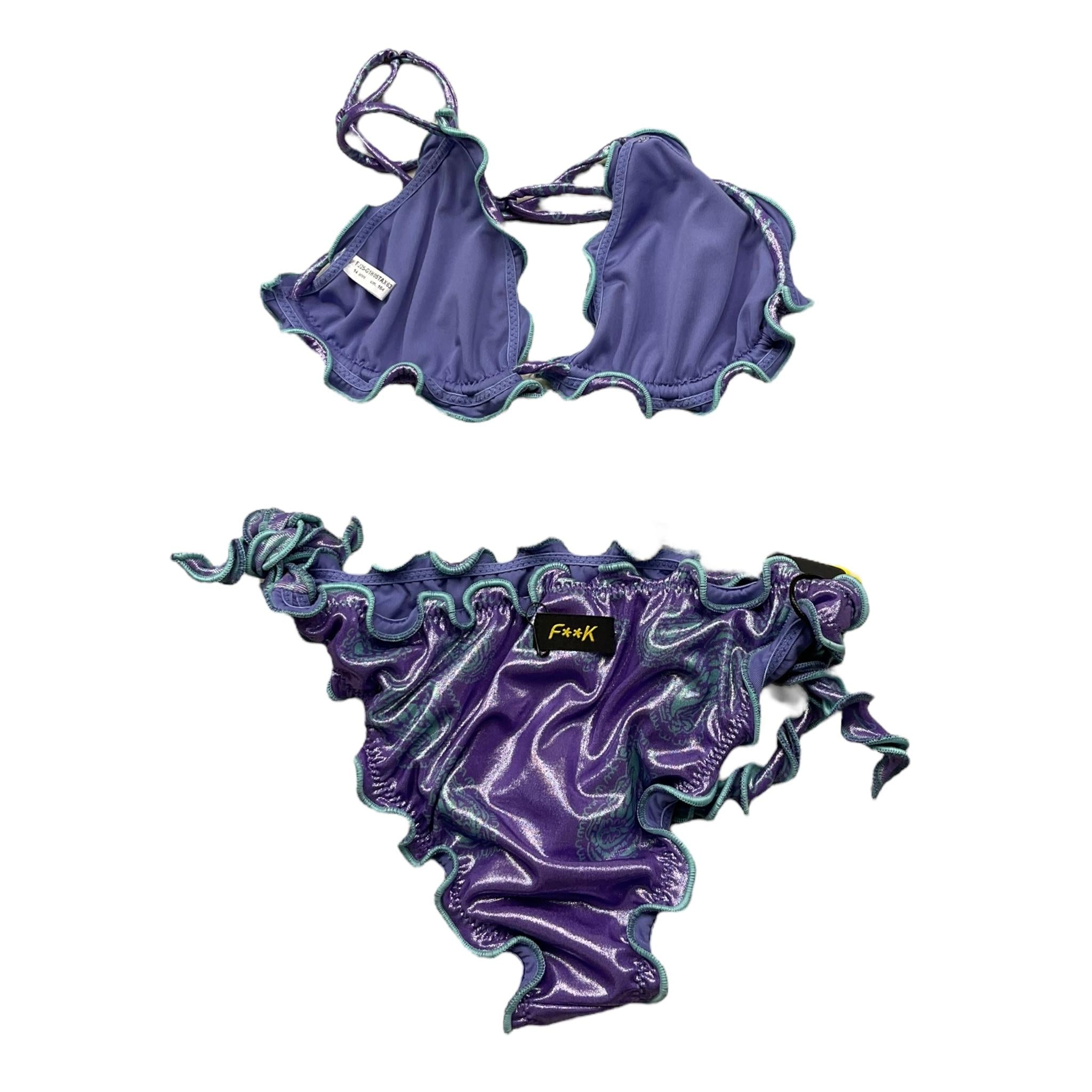 F**K Costume 2 Pezzi Tinta Unita Triangolo-Slip per Bambina FK219329 VIOLA F**K 