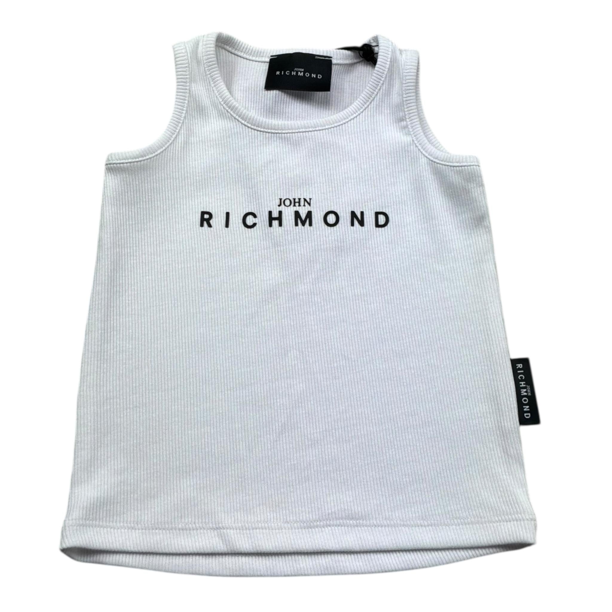 John Richmond Canotta Gircllo Tinta Unita con Logo per Neonato RIP26037CN BIANCO JOHN RICHMOND 