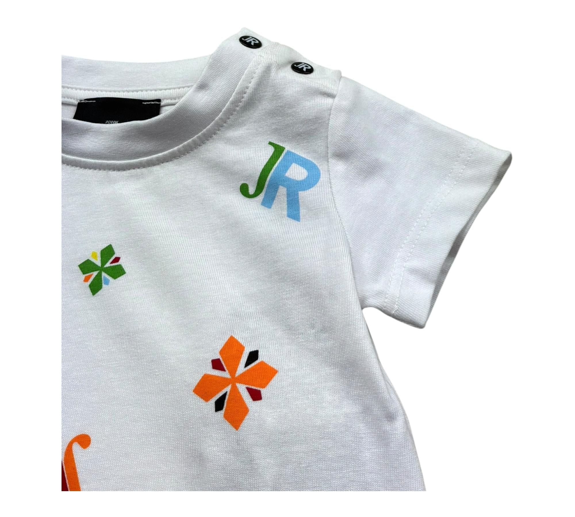 John Richmond T-Shirt Girocoll Tinta Unita con Stampe per Neonato RIP26119TS BIANCO JOHN RICHMOND 