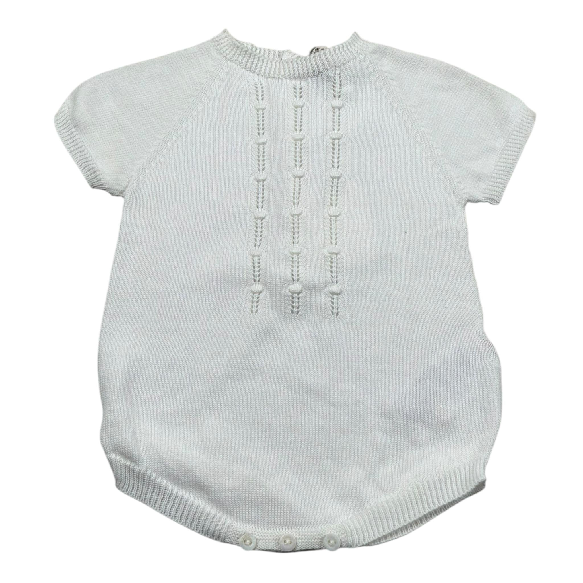 Wedoble Pagliaccetto Mezza Manica Tinta Unita con Ricami per Neonato V2401305R BIANCO WEDOBLE 