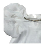 Miss Grant T-Shrit Girocollo Tinta Unita con Applicazioni per Bambina MG1244J BIANCO MISS GRANT 