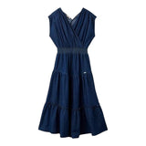 Liu Jo Abito Giromanica Tinta Unita In Denim Blu Per Bambina