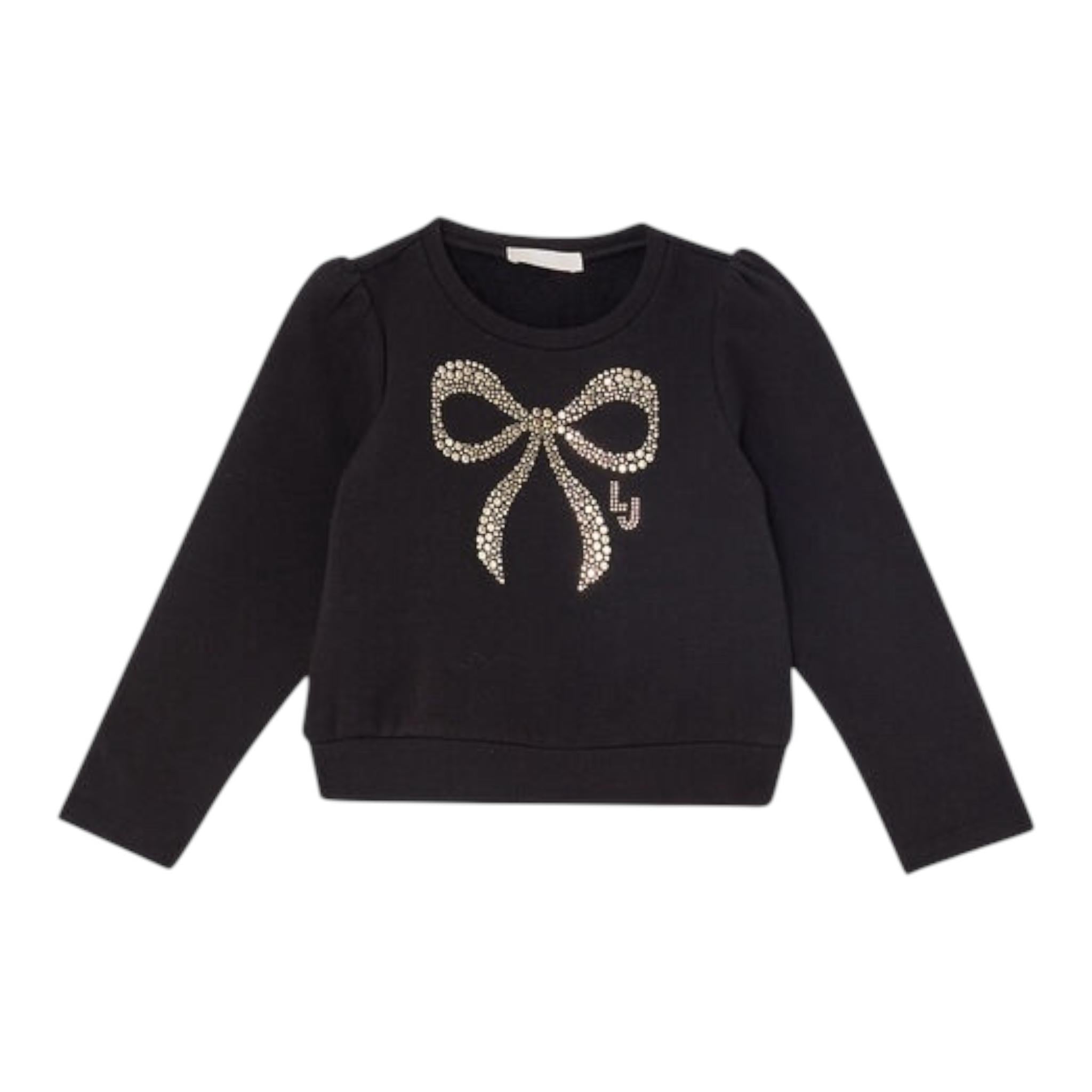 LIU JO felpa chiusa girocollo tnta unita con brillantini Nero per Bambina KF4108XXXX NERO LIU JO 