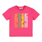 Barrow Kids T-Shirt Girocollo Tinta Unita Con Stampa In Contrasto Fuxia Per Bambina