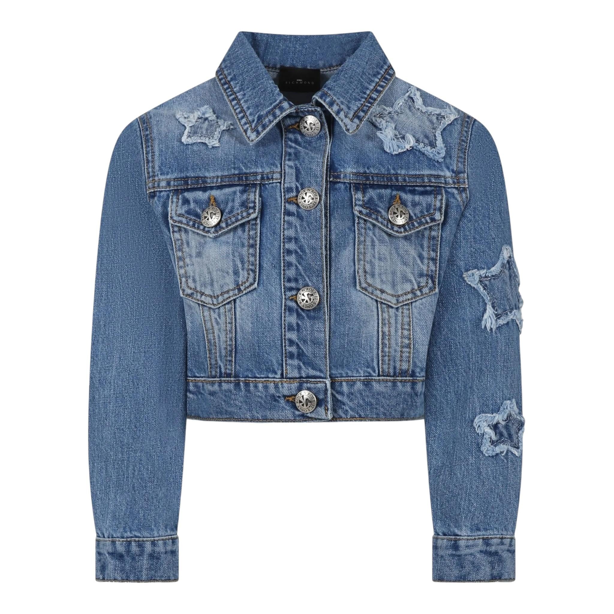 John Richmond Giubbino In Denim Tinta Unita per Bambina RGP25124GB AZZURRO JOHN RICHMOND 