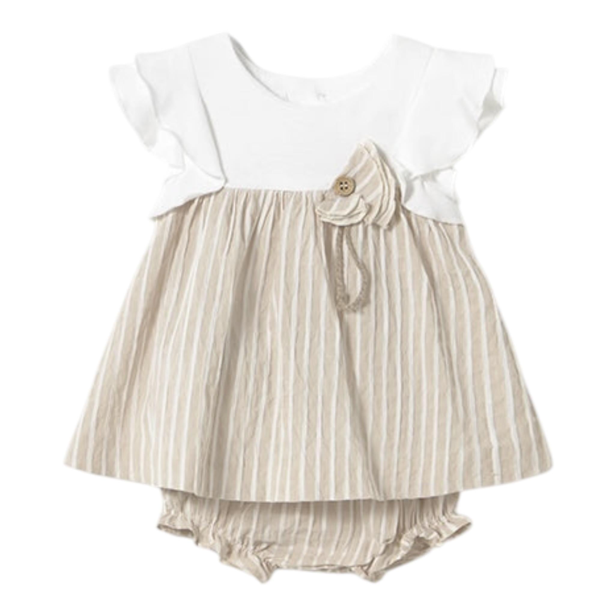 Mayoral Set 2 Pezzi Abito-Coulotte Bicolore per Neonata 1845X BIANCO/BEIGE MAYORAL 