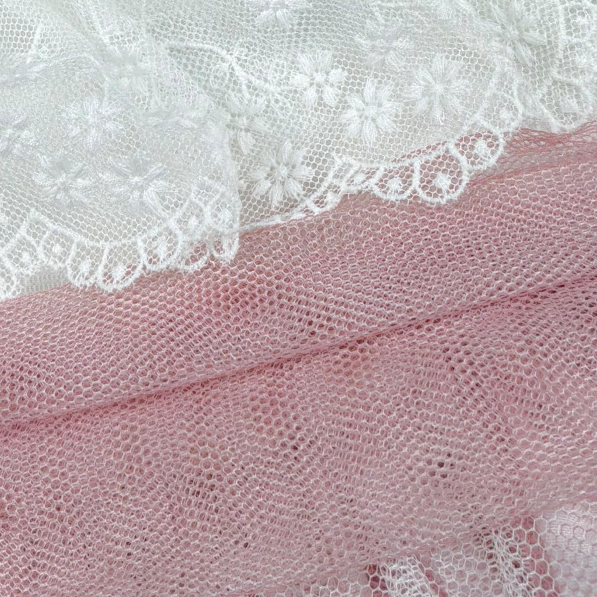 Amaya Abito Mezza Manica Tinta Unita con Tulle per Neonata 591004 BIANCO AMAYA 