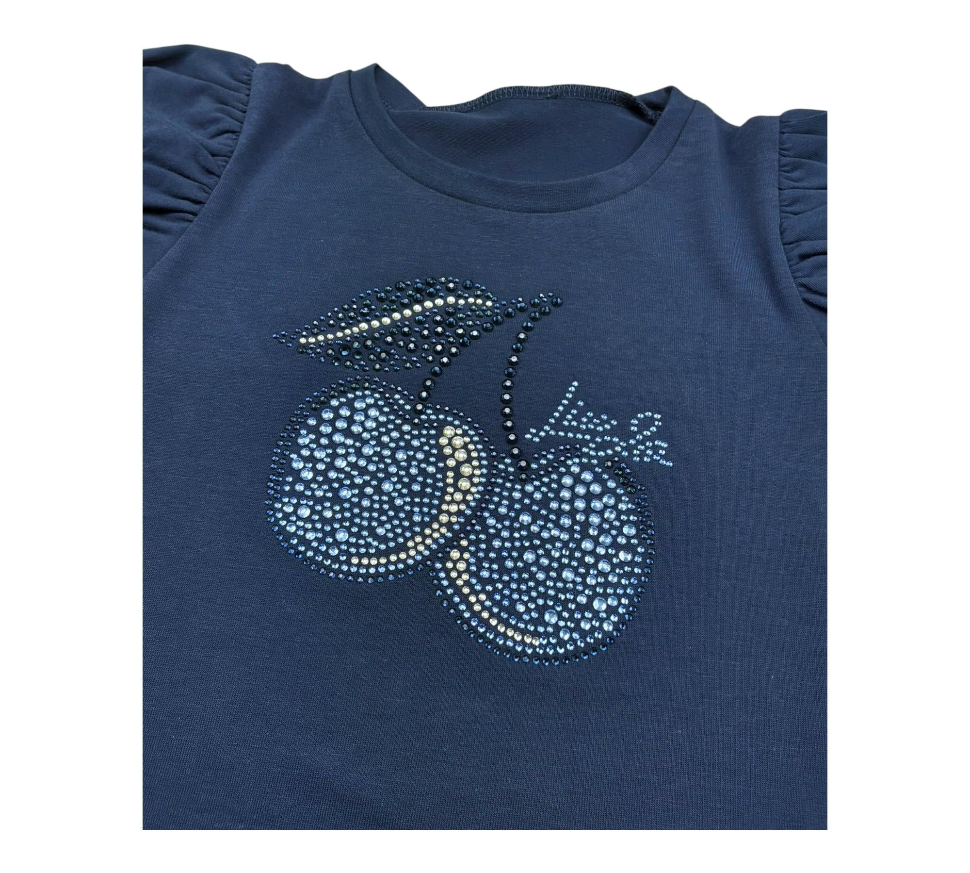 Liu Jo T-Shirt Girocollo Tinta Unita con Stampa per Neonata KA5041NX BLU LIU JO 