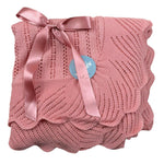 Juliana Coperta tinta unita con Fiocco Rosa per Neonata 25011 ROSA JULIANA 