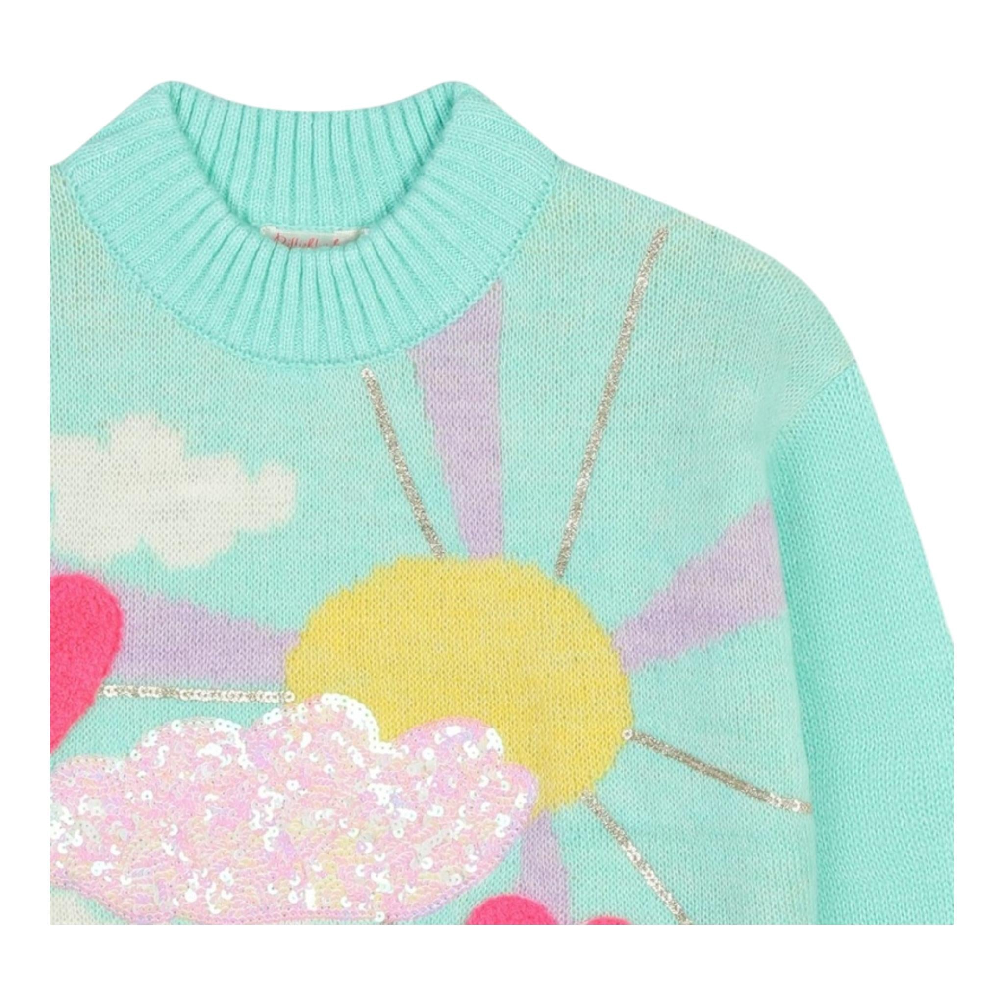 BillIEBLUSH maglia girocollo tinta unita con paillettes Verde acqua per Neonata U20461N VERDE ACQUA BillIEBLUSH 