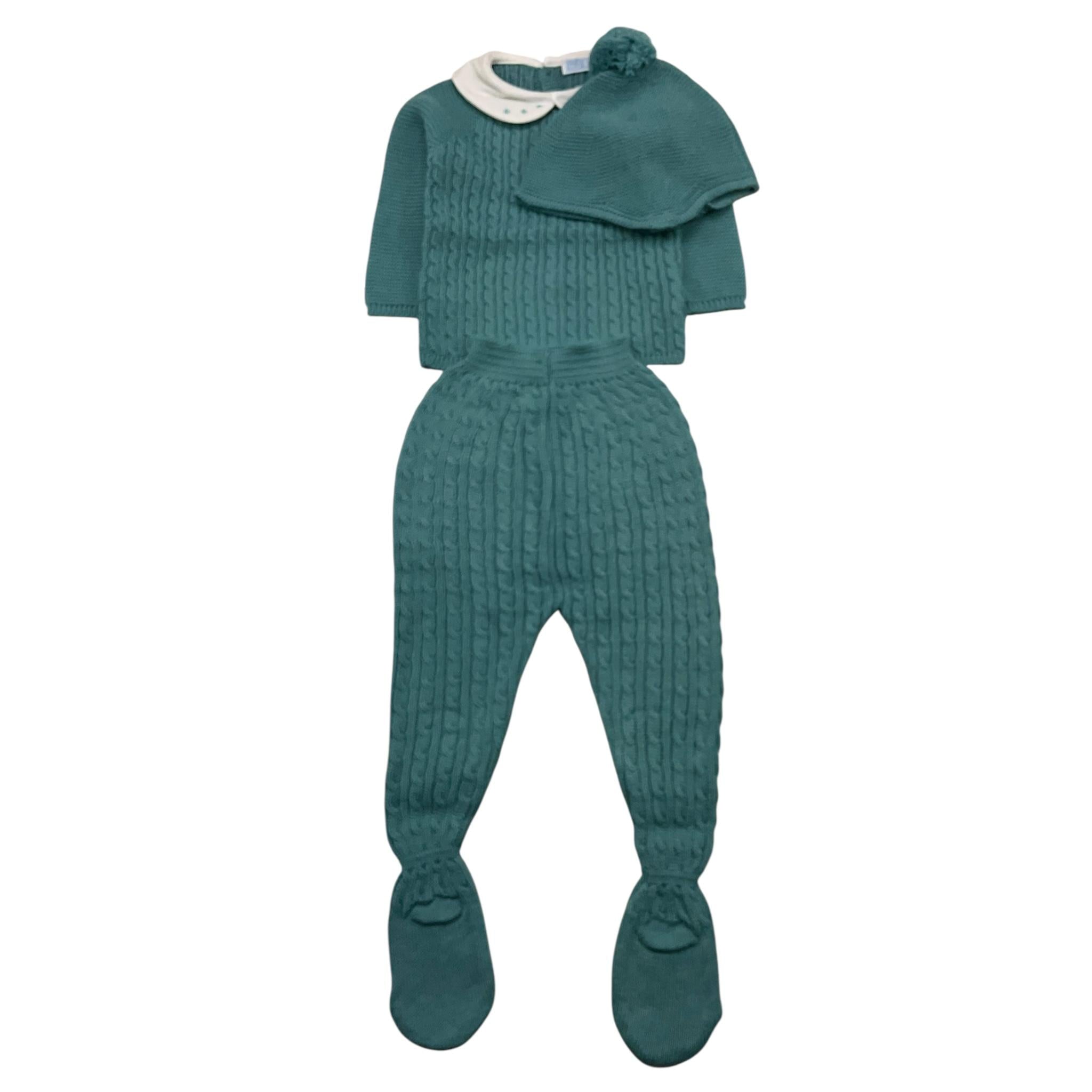 MAC ILUSIO'N completo 3pz tinta unita maglia-ghettina-cappello Verde per Neonato 9415X VERDE MAC ILUSIO'N 